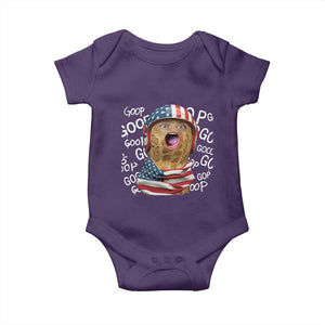 Burnt Peanut Goop Baby Onesie Patriotic American Flag TS14 Purple Print Your Wear