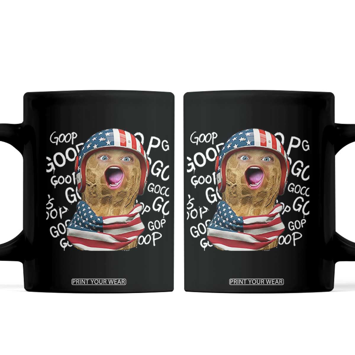 Burnt Peanut Goop Coffee Mug Patriotic American Flag TS14 Black Print Your Wear