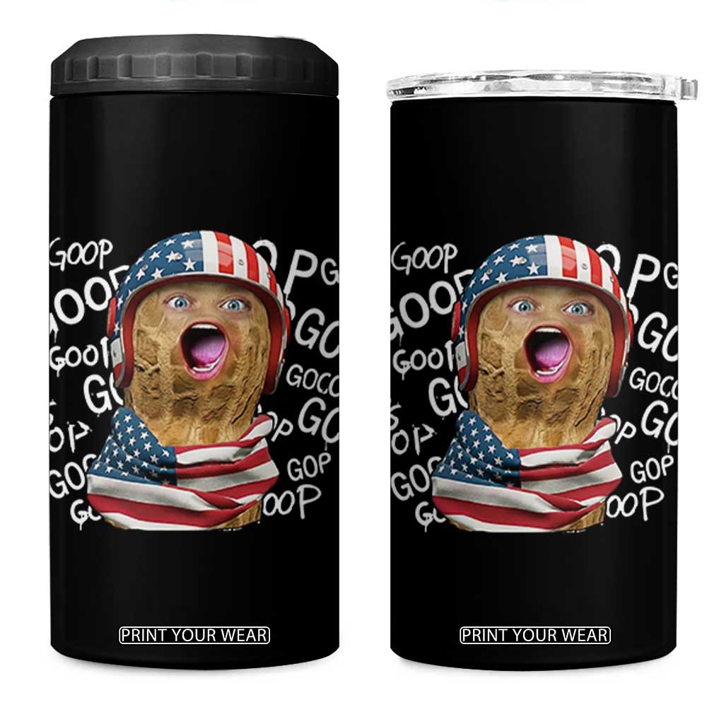 Burnt Peanut Goop 4 in 1 Can Cooler Tumbler Patriotic American Flag TS14 One Size: 16 oz Black Print Your Wear