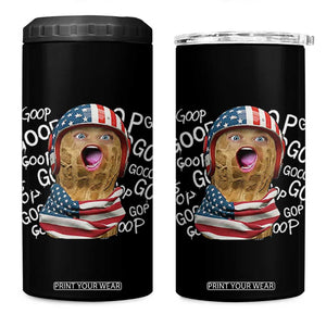 Burnt Peanut Goop 4 in 1 Can Cooler Tumbler Patriotic American Flag TS14 One Size: 16 oz Black Print Your Wear