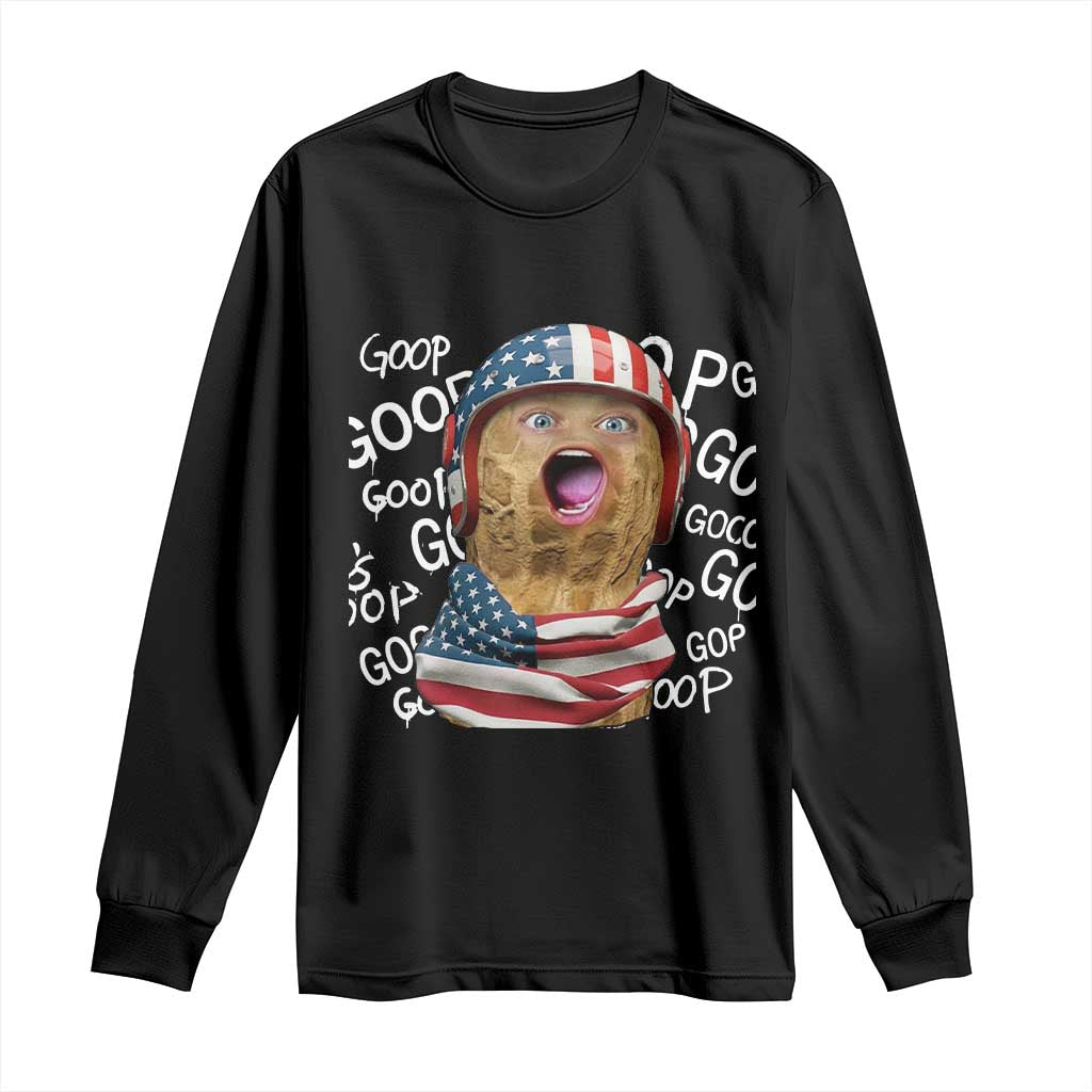 Burnt Peanut Goop Long Sleeve Shirt Patriotic American Flag TS14 Black Print Your Wear
