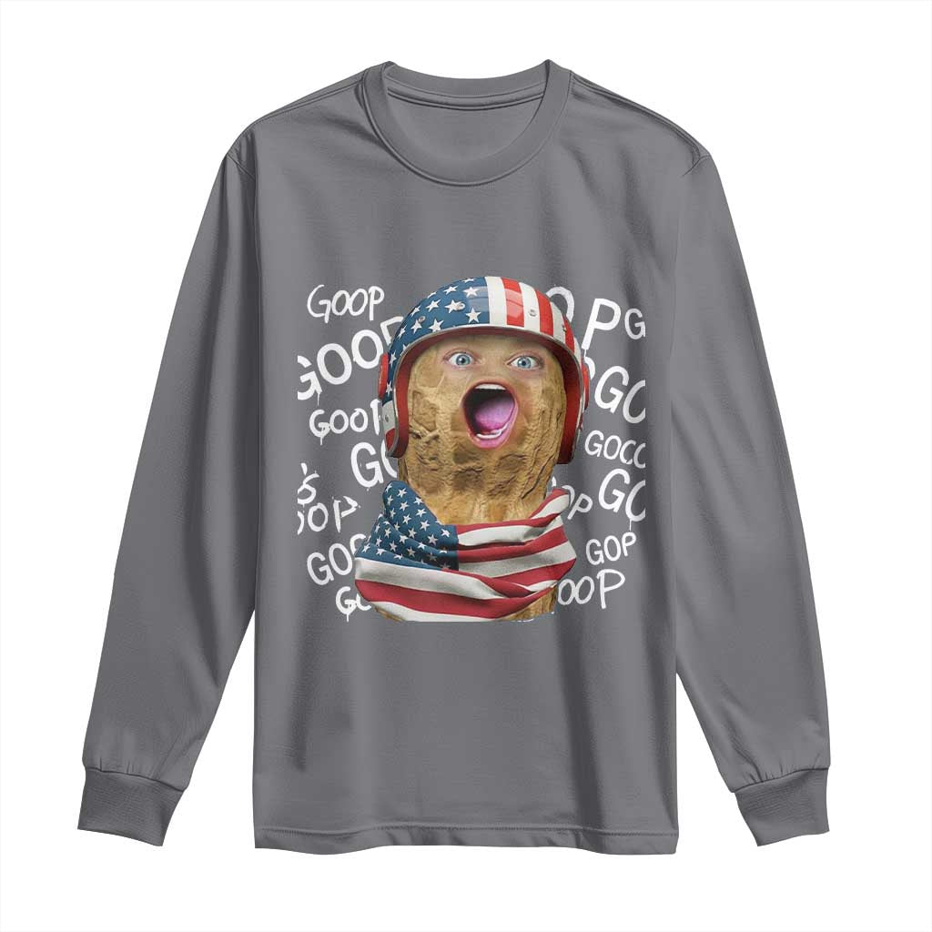 Burnt Peanut Goop Long Sleeve Shirt Patriotic American Flag TS14 Charcoal Print Your Wear