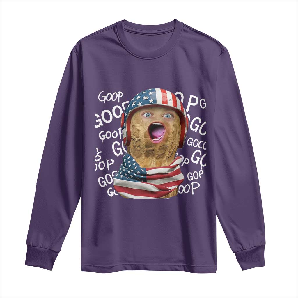 Burnt Peanut Goop Long Sleeve Shirt Patriotic American Flag TS14 Purple Print Your Wear