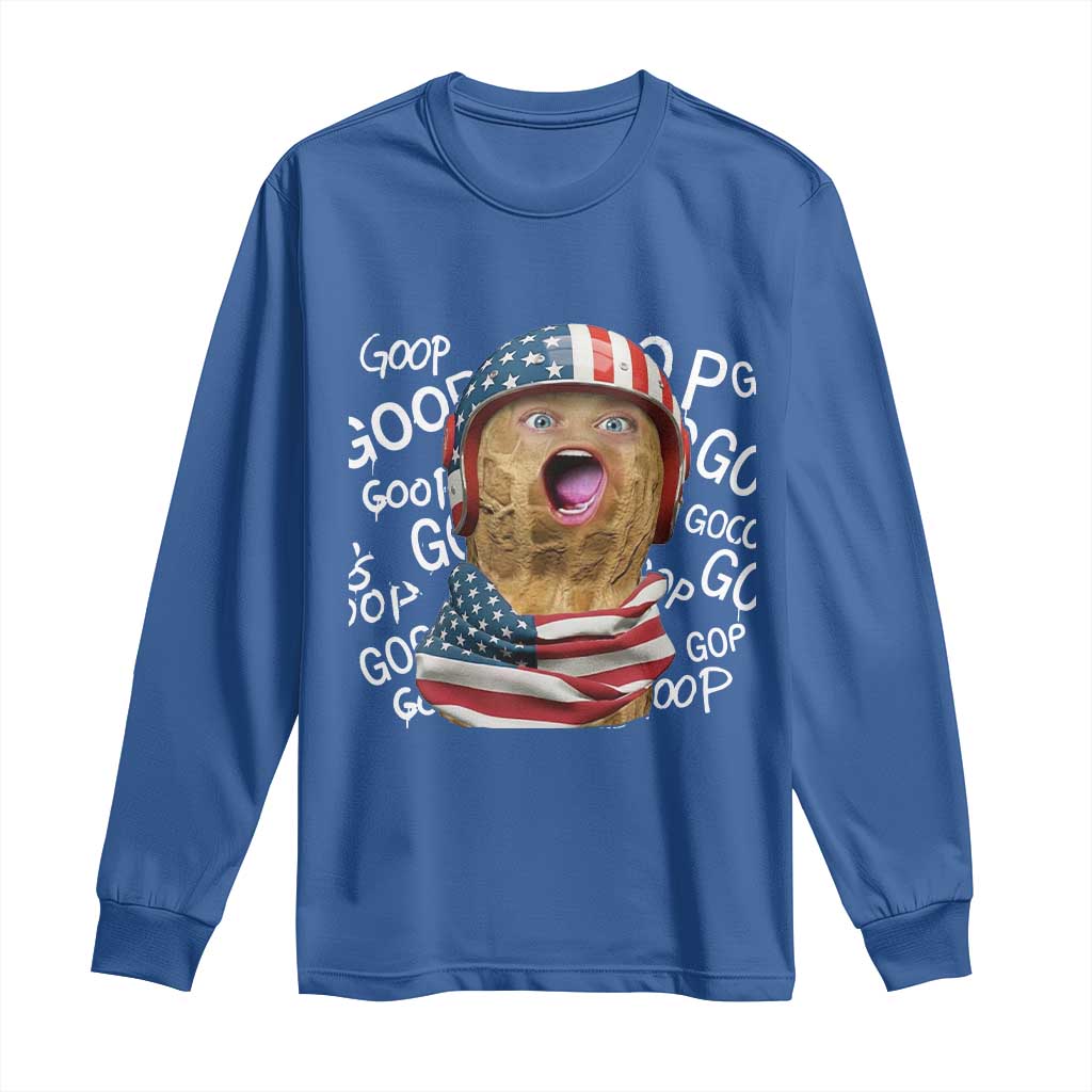 Burnt Peanut Goop Long Sleeve Shirt Patriotic American Flag TS14 Royal Blue Print Your Wear
