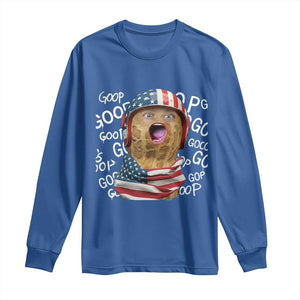 Burnt Peanut Goop Long Sleeve Shirt Patriotic American Flag TS14 Royal Blue Print Your Wear