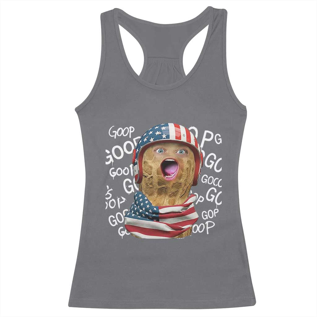 Burnt Peanut Goop Racerback Tank Top Patriotic American Flag TS14 Charcoal Print Your Wear