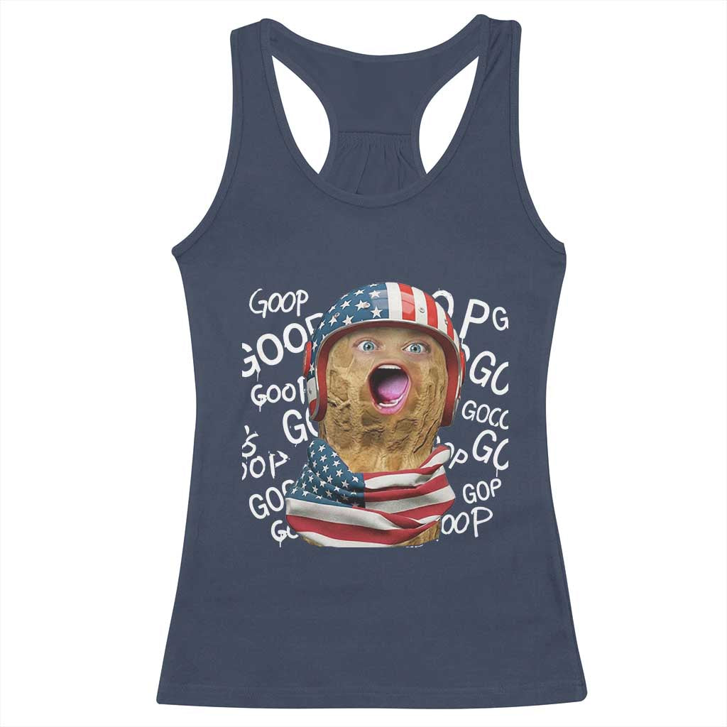 Burnt Peanut Goop Racerback Tank Top Patriotic American Flag TS14 Navy Print Your Wear