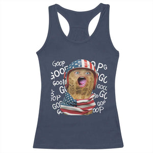 Burnt Peanut Goop Racerback Tank Top Patriotic American Flag TS14 Navy Print Your Wear