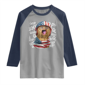 Burnt Peanut Goop Raglan Shirt Patriotic American Flag TS14 Sport Gray Navy Print Your Wear