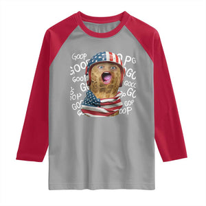 Burnt Peanut Goop Raglan Shirt Patriotic American Flag TS14 Sport Gray Red Print Your Wear