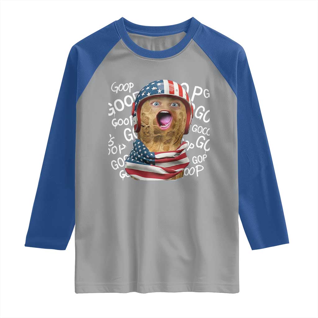 Burnt Peanut Goop Raglan Shirt Patriotic American Flag TS14 Sport Gray Royal Print Your Wear
