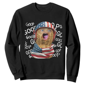 Burnt Peanut Goop Sweatshirt Patriotic American Flag TS14 Black Print Your Wear