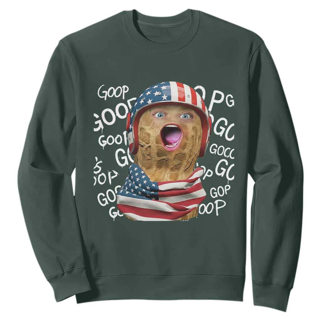 Burnt Peanut Goop Sweatshirt Patriotic American Flag TS14 Dark Forest Green Print Your Wear