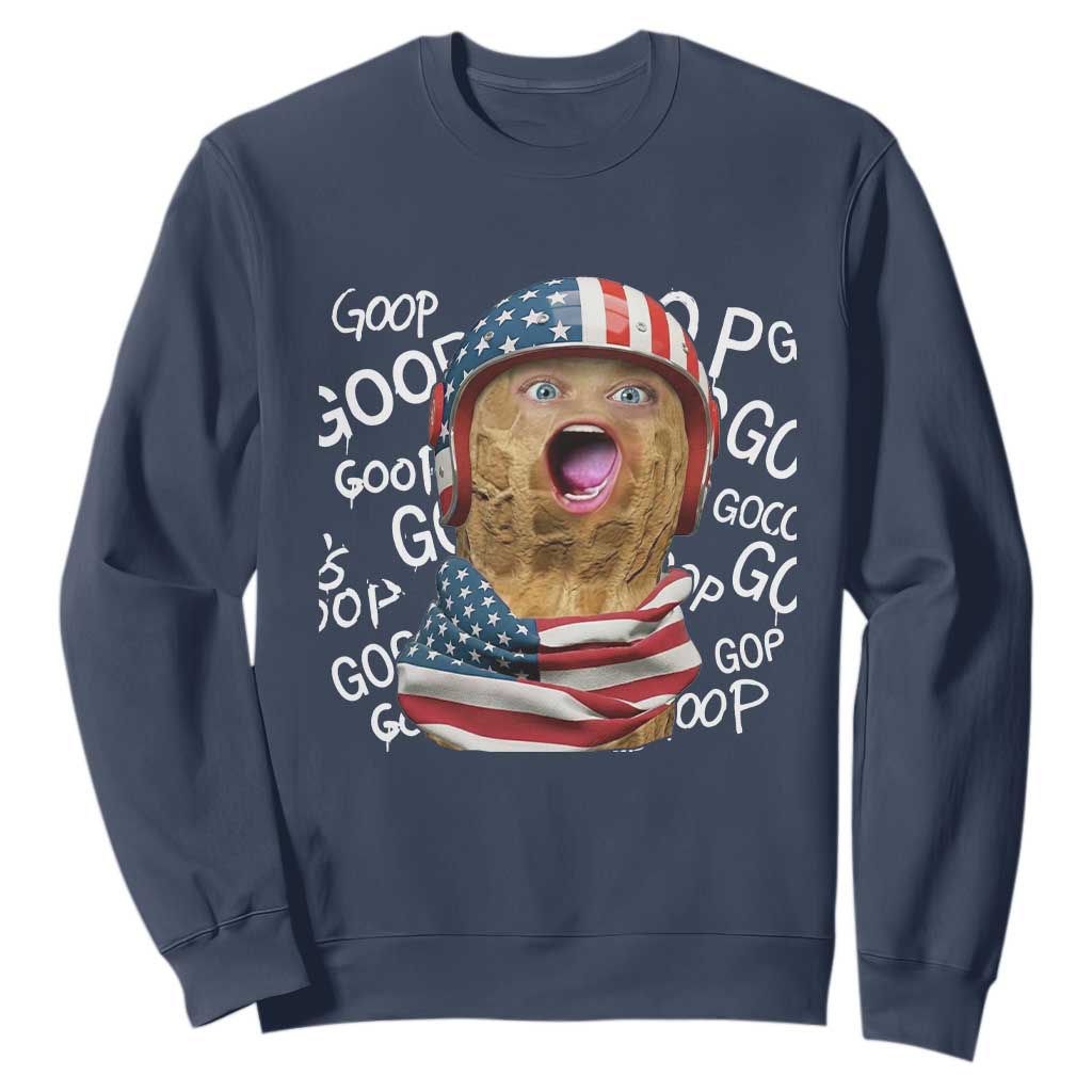 Burnt Peanut Goop Sweatshirt Patriotic American Flag TS14 Navy Print Your Wear