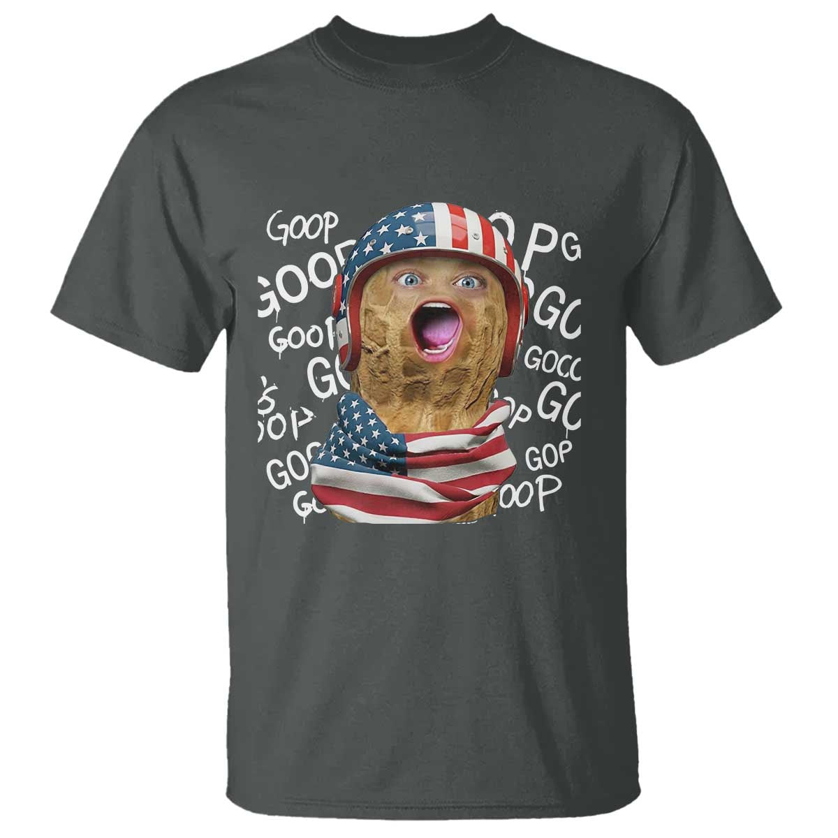 Burnt Peanut Goop T Shirt Patriotic American Flag TS14 Dark Heather Print Your Wear