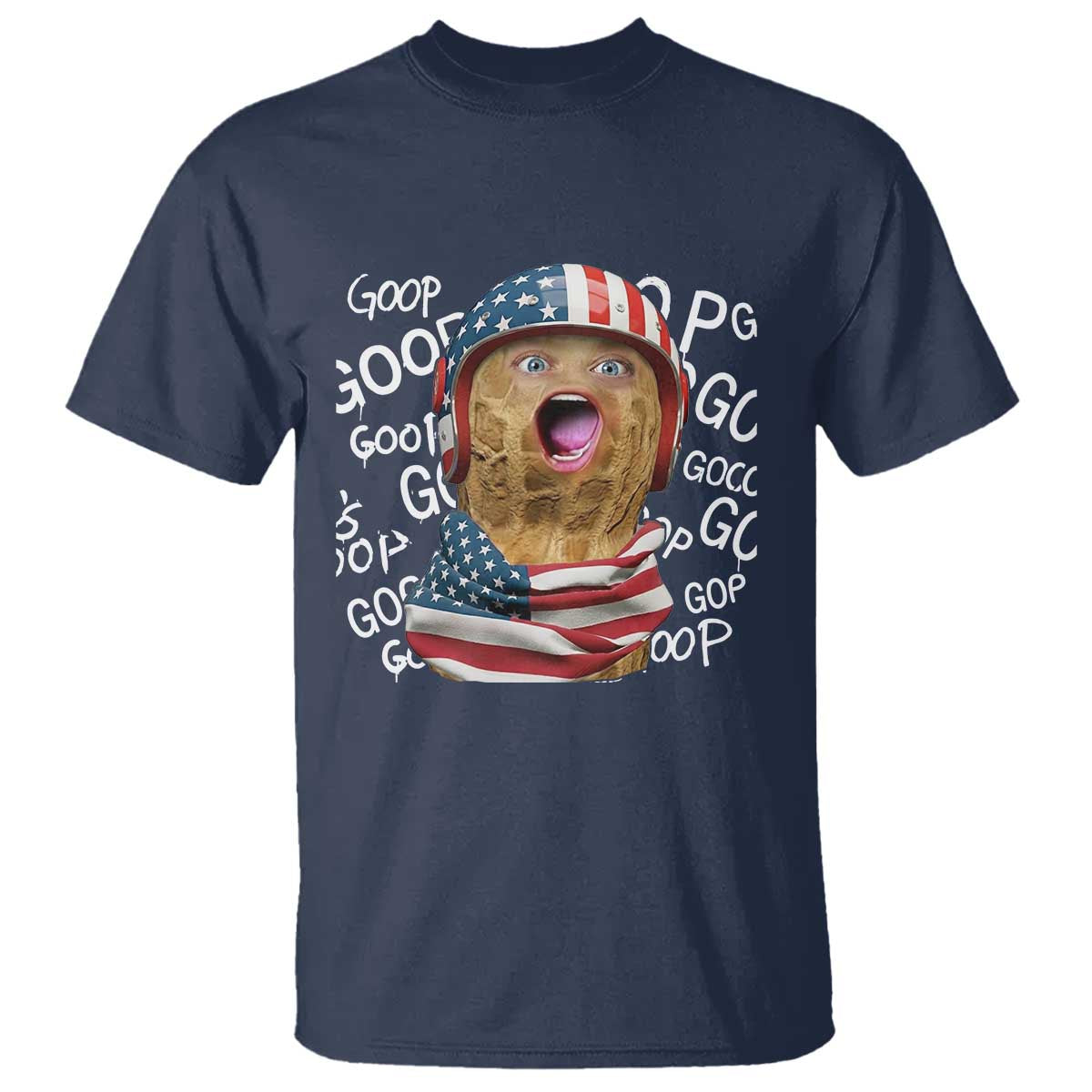 Burnt Peanut Goop T Shirt Patriotic American Flag TS14 Navy Print Your Wear