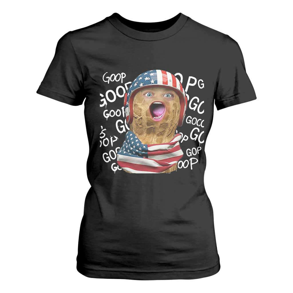 Burnt Peanut Goop T Shirt For Women Patriotic American Flag TS14 Black Print Your Wear