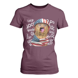 Burnt Peanut Goop T Shirt For Women Patriotic American Flag TS14 Maroon Print Your Wear