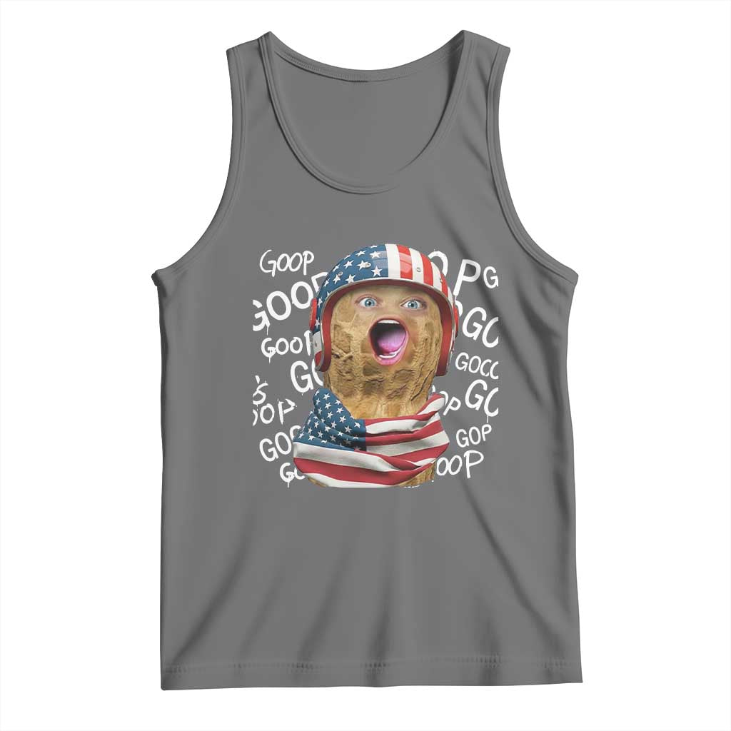 Burnt Peanut Goop Tank Top Patriotic American Flag TS14 Black Heather Print Your Wear