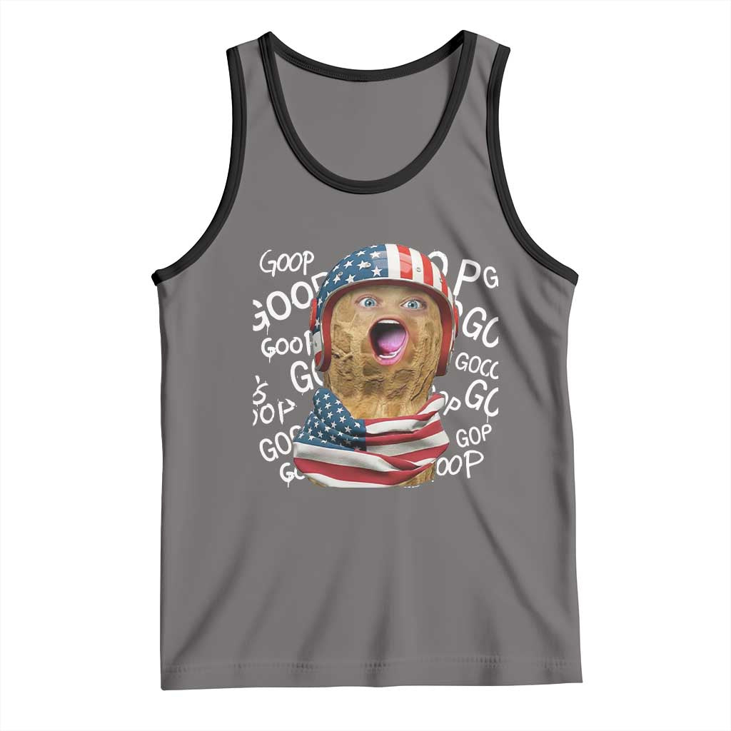 Burnt Peanut Goop Tank Top Patriotic American Flag TS14 Deep Heather Black Print Your Wear