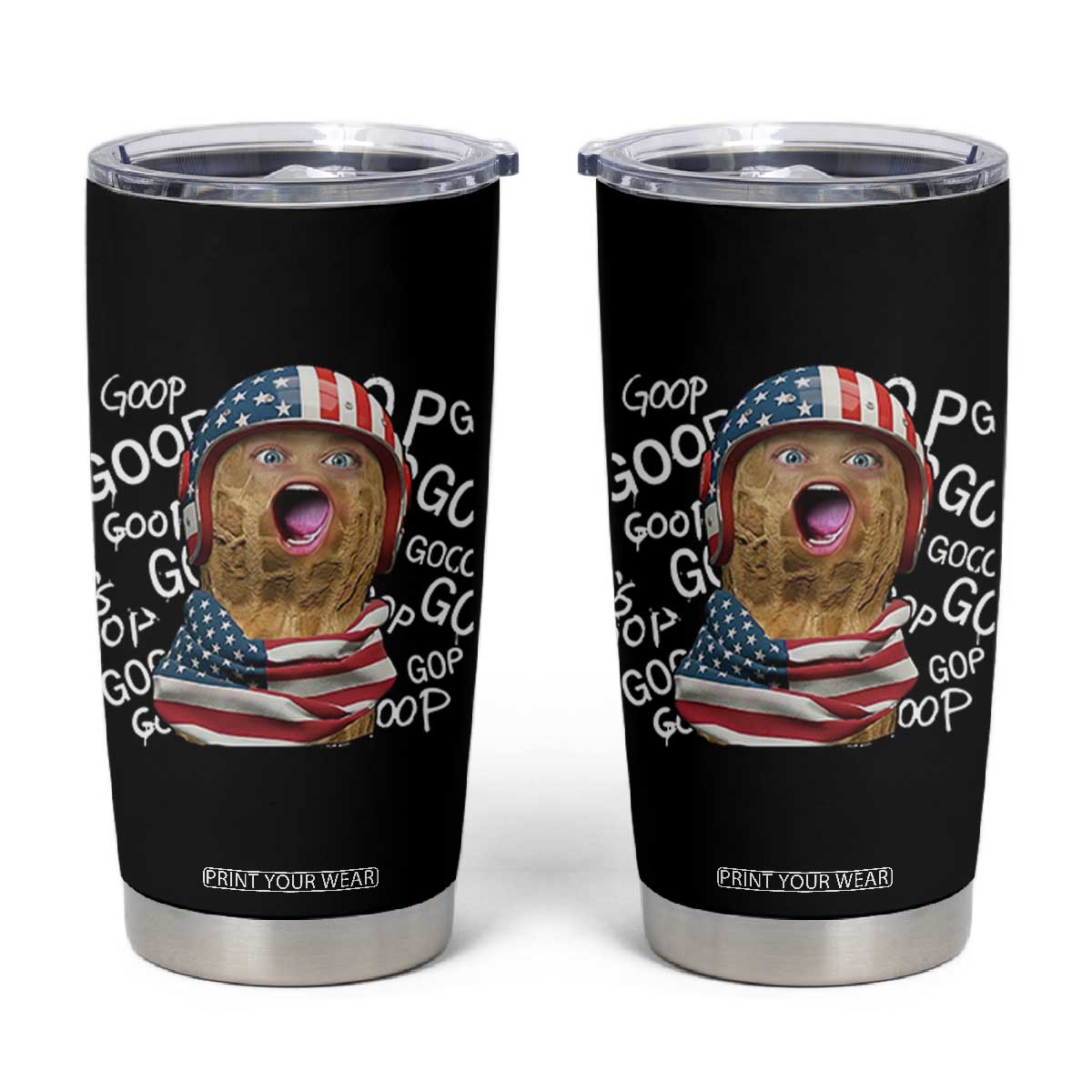 Burnt Peanut Goop Tumbler Cup Patriotic American Flag TS14 Black Print Your Wear