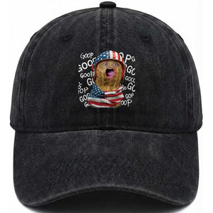Burnt Peanut Goop Patriotic American Flag 4th of July Washed Cotton Baseball Cap TS14 Washed Cap Universal Fit Black Print Your Wear