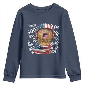 Burnt Peanut Goop Youth Sweatshirt Patriotic American Flag TS14 Navy Print Your Wear