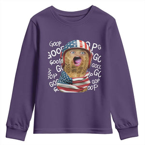 Burnt Peanut Goop Youth Sweatshirt Patriotic American Flag TS14 Purple Print Your Wear
