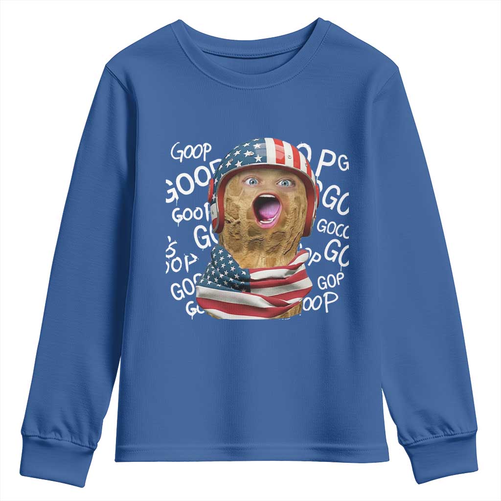 Burnt Peanut Goop Youth Sweatshirt Patriotic American Flag TS14 Royal Blue Print Your Wear