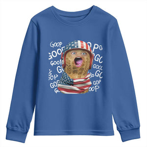 Burnt Peanut Goop Youth Sweatshirt Patriotic American Flag TS14 Royal Blue Print Your Wear