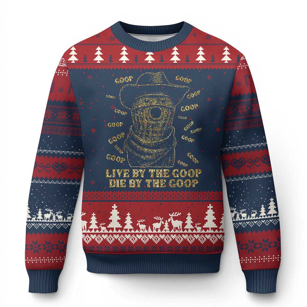 Funny Burnt Peanut Ugly Christmas Sweater Live by The Goop Die by The Goop TS14 Navy Red Print Your Wear