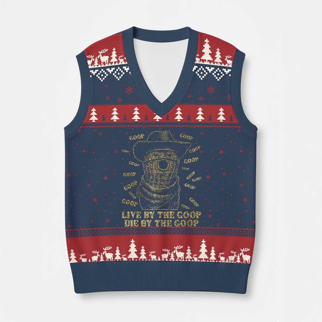 Funny Burnt Peanut V-Neck Knit Sweater Vest Live by The Goop Die by The Goop TS14 Navy Red Print Your Wear