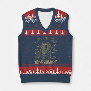 Funny Burnt Peanut V-Neck Knit Sweater Vest Live by The Goop Die by The Goop TS14 Navy Red Print Your Wear
