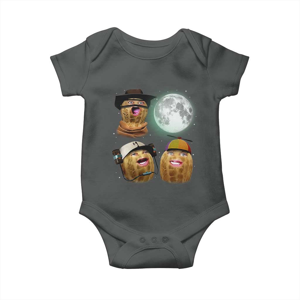 Funny Burnt Peanut Howling at the Moon Baby Onesie TS14 Dark Heather Print Your Wear