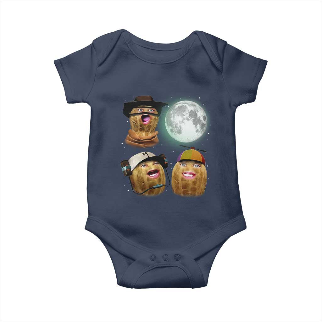 Funny Burnt Peanut Howling at the Moon Baby Onesie TS14 Navy Print Your Wear