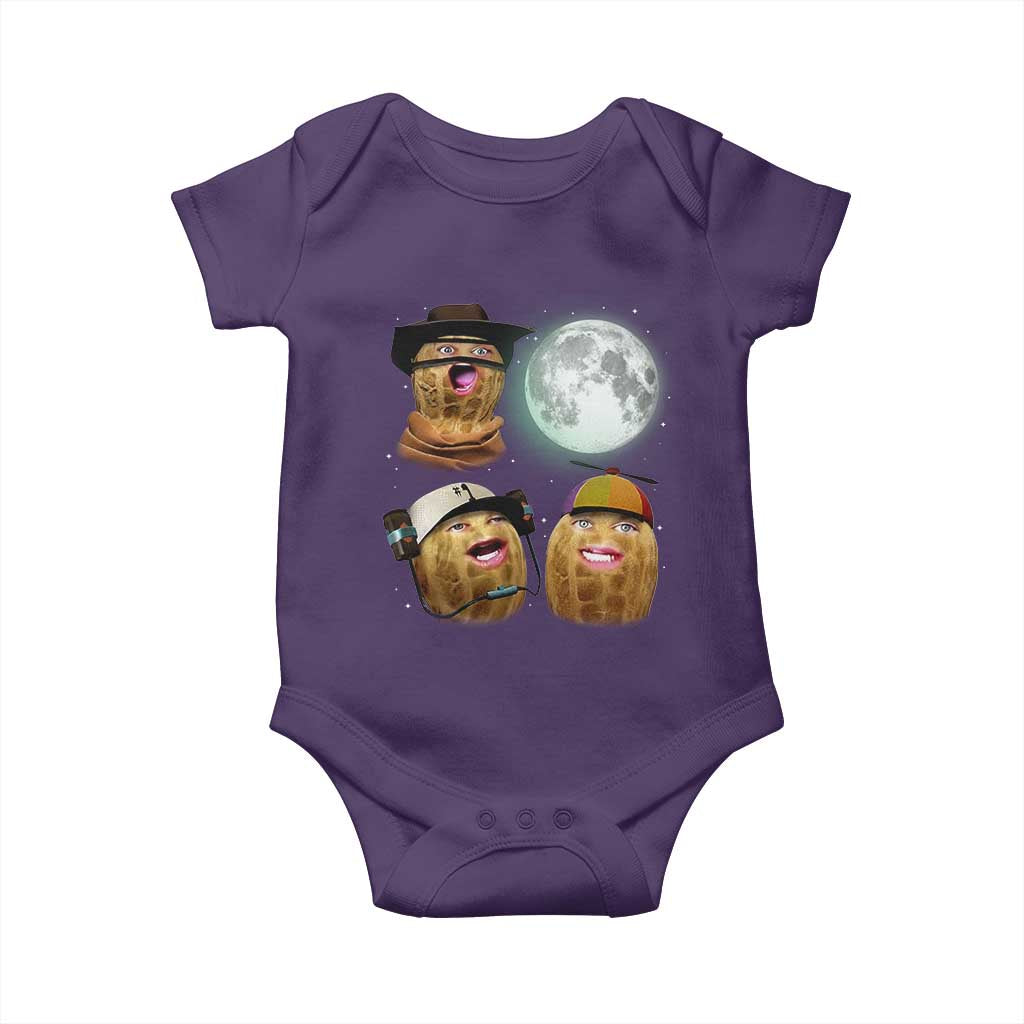 Funny Burnt Peanut Howling at the Moon Baby Onesie TS14 Purple Print Your Wear