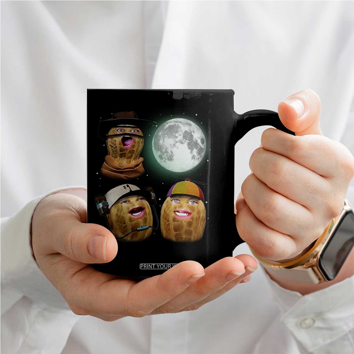 Funny Burnt Peanut Howling at the Moon Coffee Mug TS14 Print Your Wear