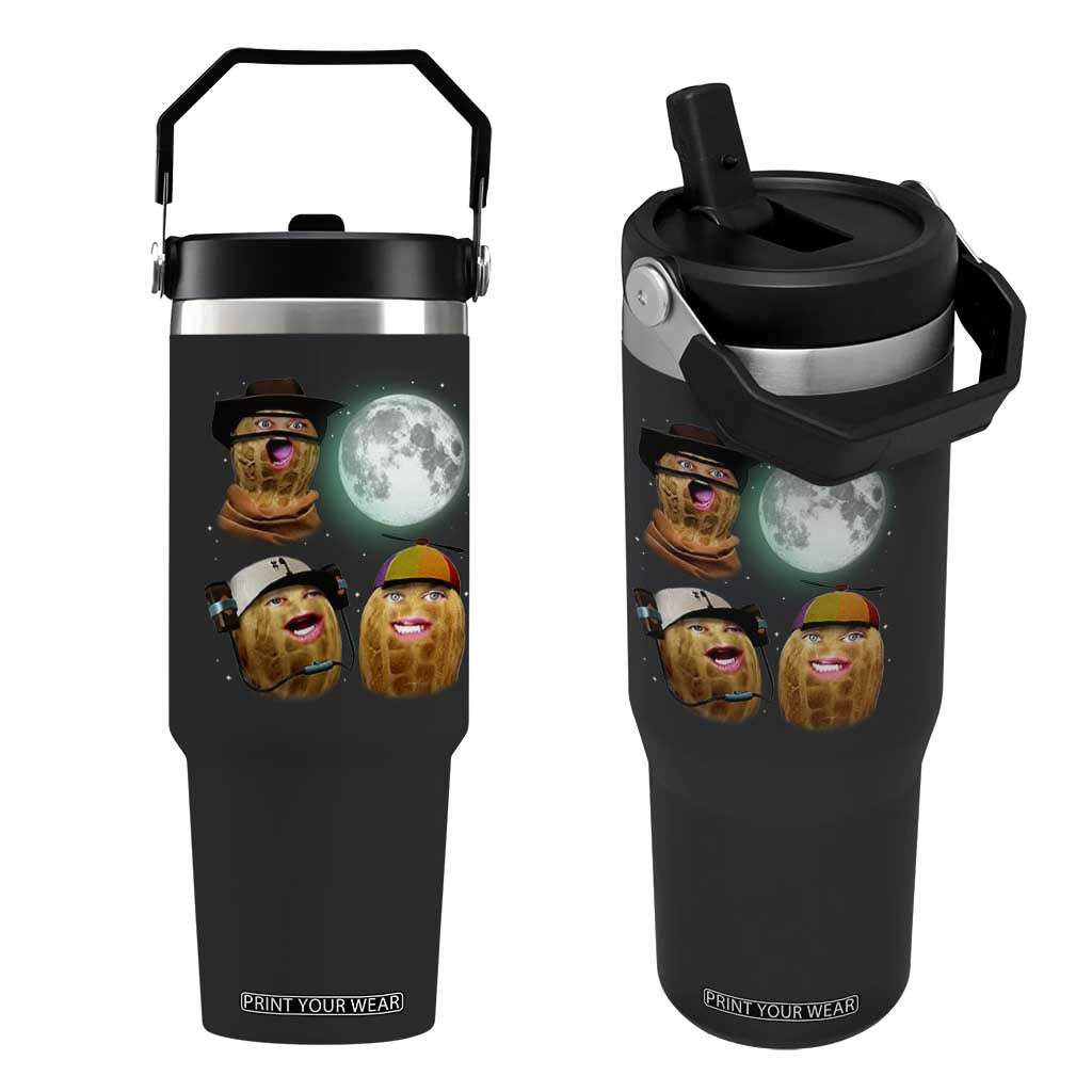 Funny Burnt Peanut Howling at the Moon Flip Straw Tumbler TS14 One Size: 30 oz Black Print Your Wear