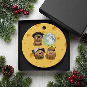 Funny Burnt Peanut Howling at the Moon Ceramic Ornament TS14 1pc Yellow Cheese Print Your Wear