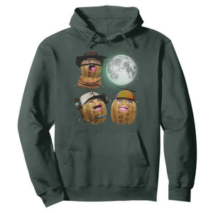 Funny Burnt Peanut Howling at the Moon Hoodie TS14 Dark Forest Green Print Your Wear