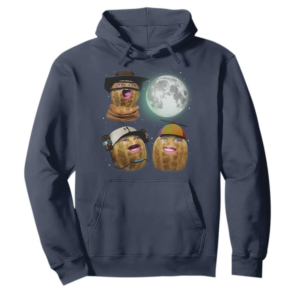 Funny Burnt Peanut Howling at the Moon Hoodie TS14 Navy Print Your Wear
