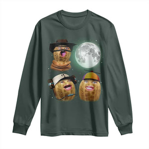 Funny Burnt Peanut Howling at the Moon Long Sleeve Shirt TS14 Dark Forest Green Print Your Wear