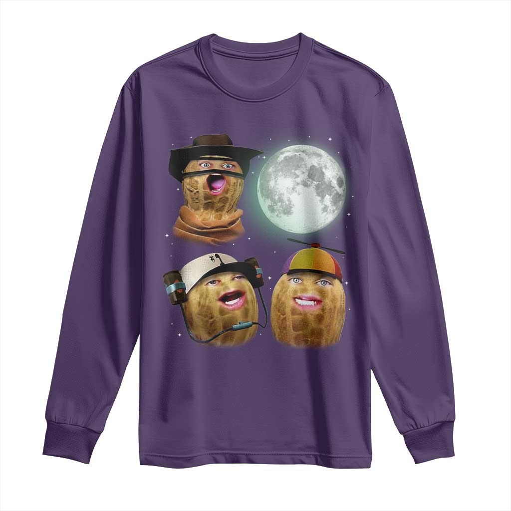 Funny Burnt Peanut Howling at the Moon Long Sleeve Shirt TS14 Purple Print Your Wear