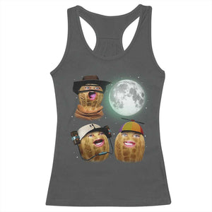 Funny Burnt Peanut Howling at the Moon Racerback Tank Top TS14 Dark Heather Print Your Wear