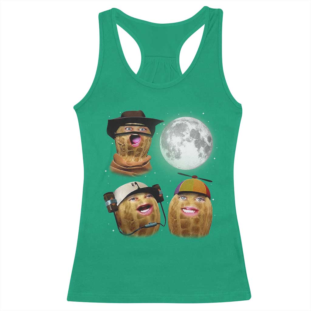 Funny Burnt Peanut Howling at the Moon Racerback Tank Top TS14 Irish Green Print Your Wear