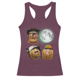 Funny Burnt Peanut Howling at the Moon Racerback Tank Top TS14 Maroon Print Your Wear