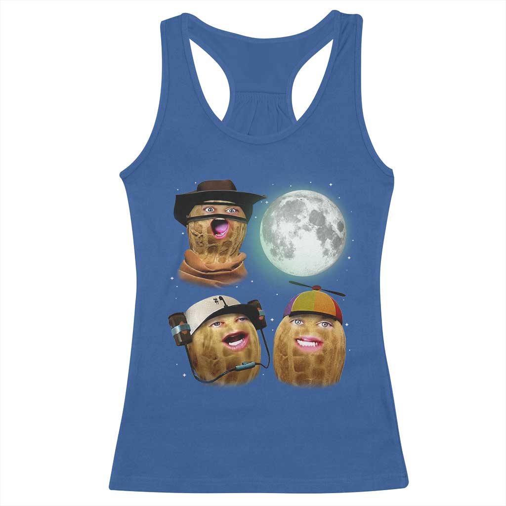 Funny Burnt Peanut Howling at the Moon Racerback Tank Top TS14 Royal Blue Print Your Wear