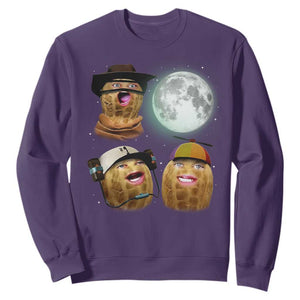 Funny Burnt Peanut Howling at the Moon Sweatshirt TS14 Purple Print Your Wear