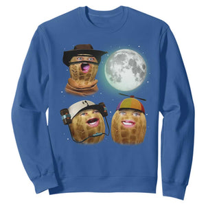 Funny Burnt Peanut Howling at the Moon Sweatshirt TS14 Royal Blue Print Your Wear