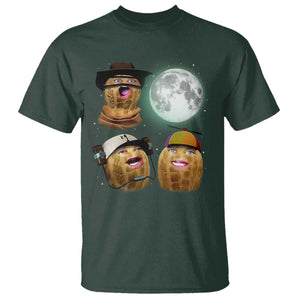 Funny Burnt Peanut Howling at the Moon T Shirt TS14 Dark Forest Green Print Your Wear